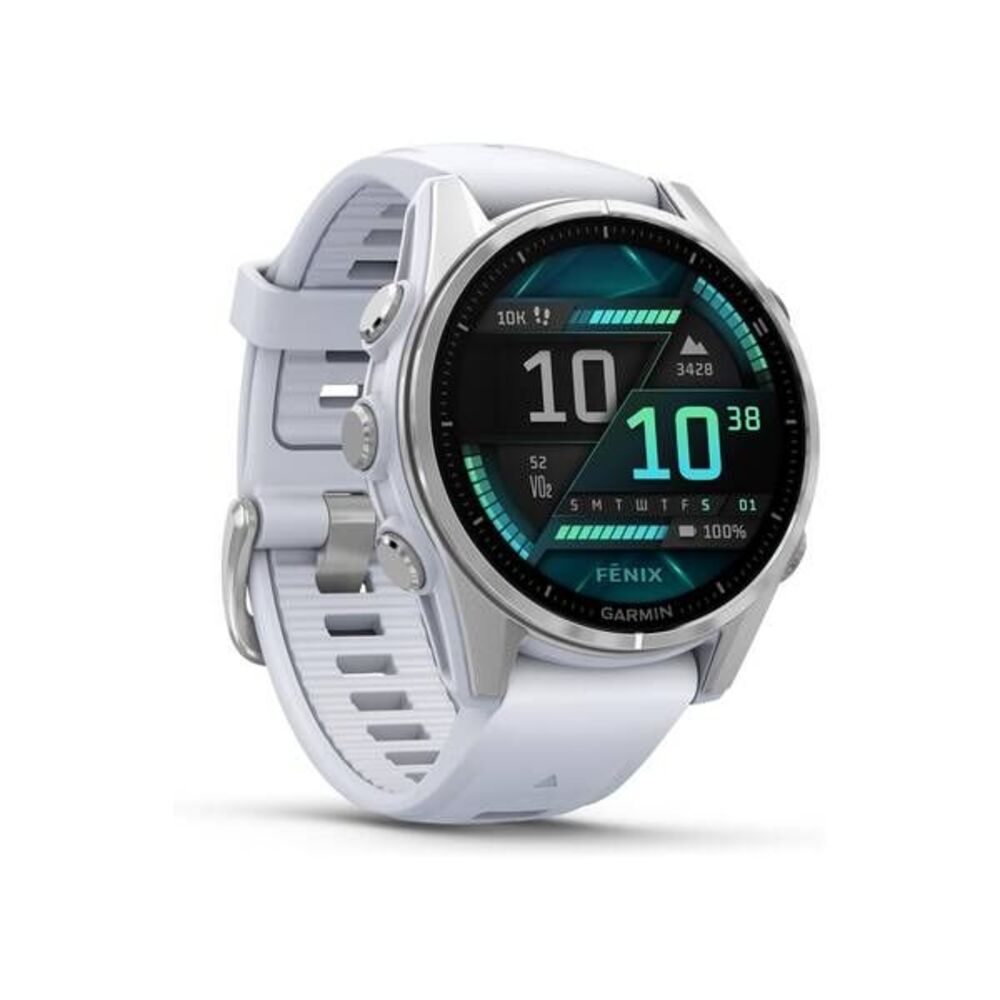Garmin fenix 8 43 mm AMOLED, argent / blanc pierre Blanc pierre