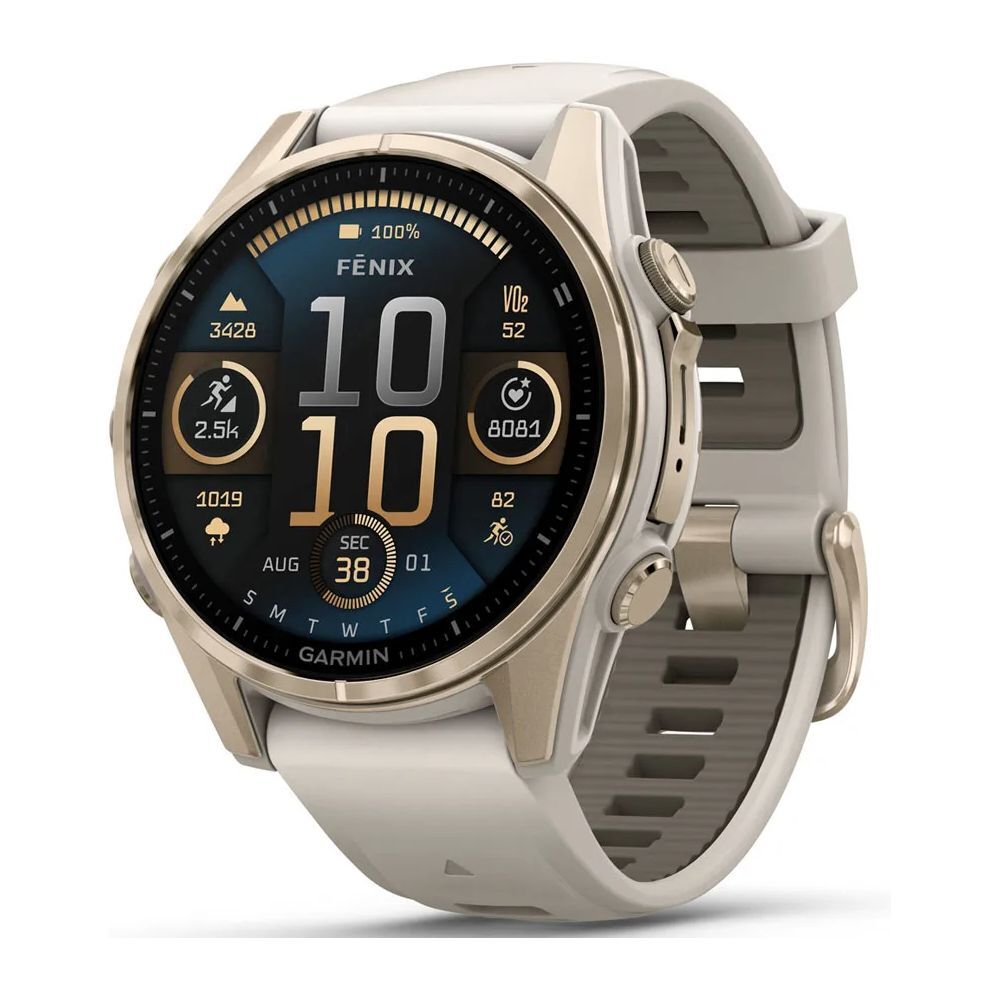 Garmin fenix 8 43 mm AMOLED, argent / blanc pierre Gris brume