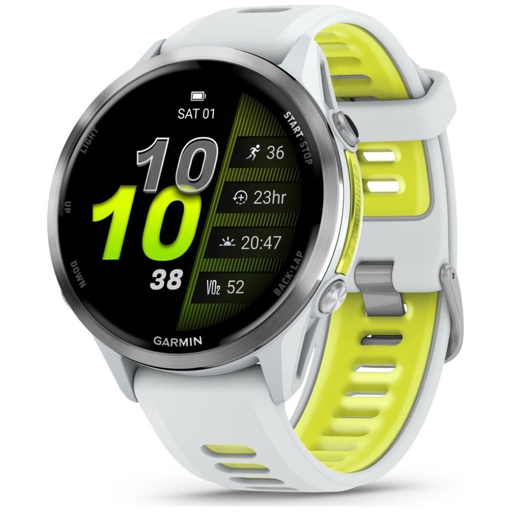 Garmin Forerunner 970 montre 47 mm titane blanc pierre, bracelet silicone (010-02969-11)